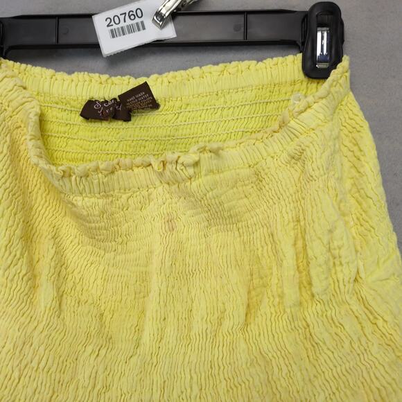 Speed Control Yellow Tiered Midi Skirt Plus Sz 3X Elastic Waist Smocked Peasant - Picture 10 of 10